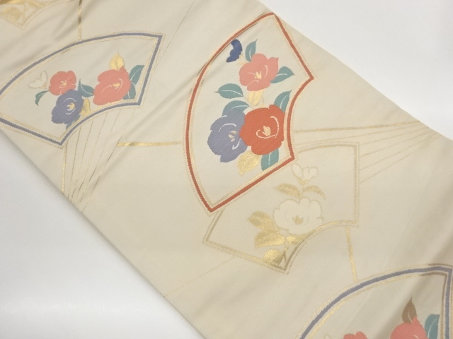 JAPANESE NAGOYA OBI / WOVEN ABSTRACT CAMELLIA